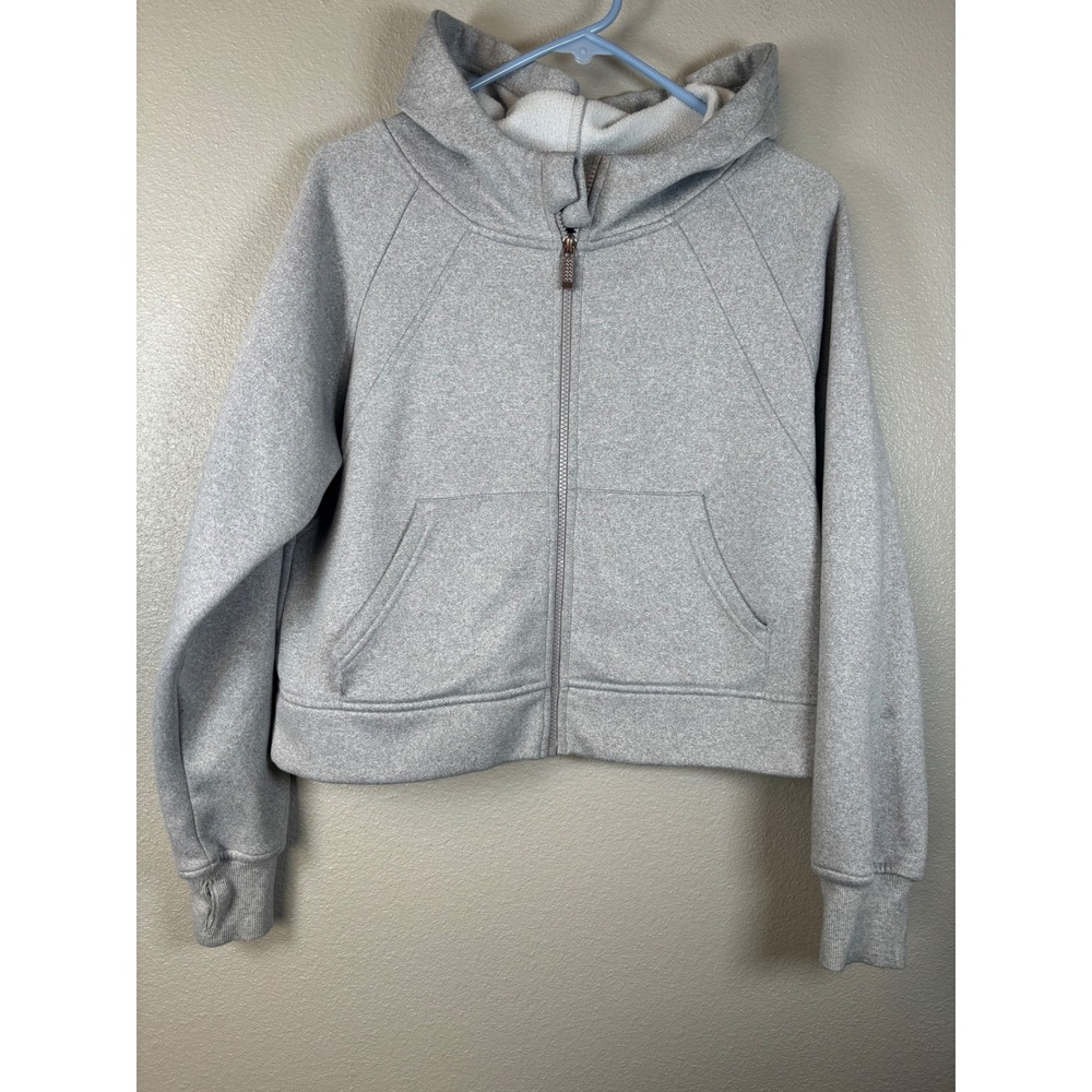 Laslulu‎ Athleisure Full Zip Up Hoodie Women Small Gray Crop Cropped Thumbhole